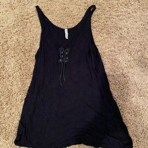 Black tie up tank top